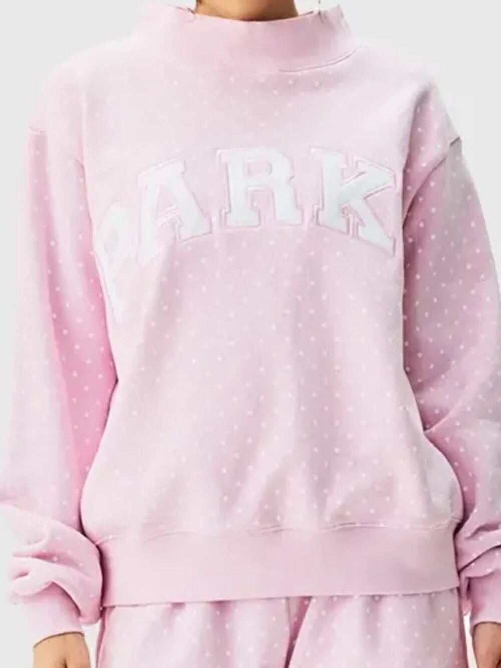 PARKE Pink White Polka Dot Crewneck Sweatshirt L/XL Oversized
